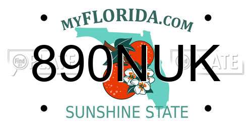 890NUK Florida License Plate