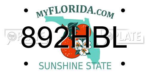 892HBL Florida License Plate