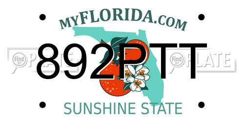 892PTT Florida License Plate