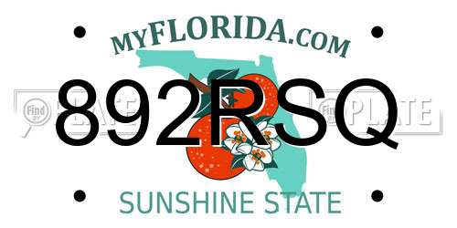 892RSQ Florida License Plate