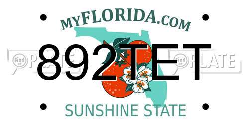892TET Florida License Plate