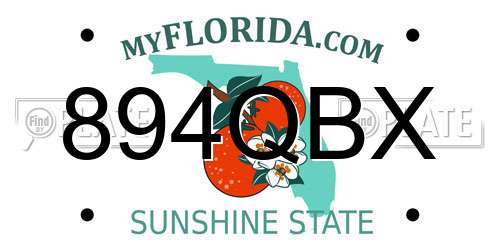 894QBX Florida License Plate