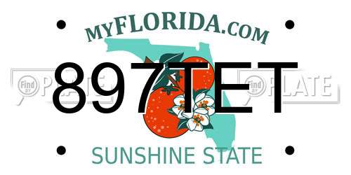 897TET Florida License Plate