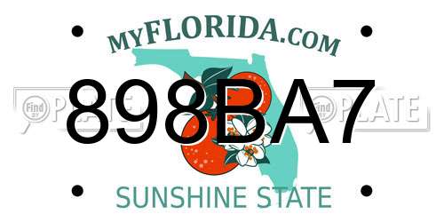 898BA7 Florida License Plate