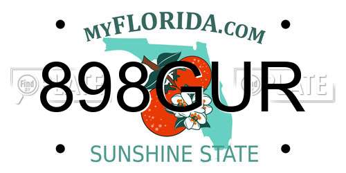 898GUR Florida License Plate