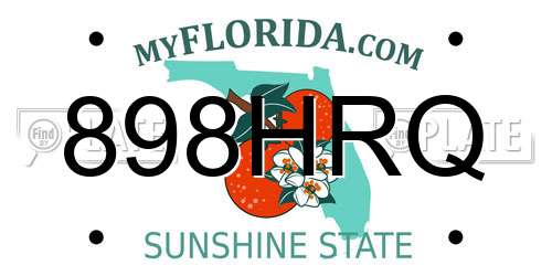 898HRQ Florida License Plate