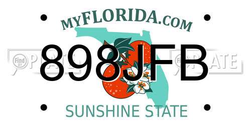 898JFB Florida License Plate