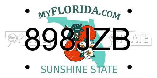 898JZB Florida License Plate