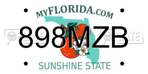 898MZB Florida License Plate