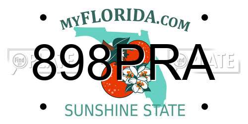 898PRA Florida License Plate