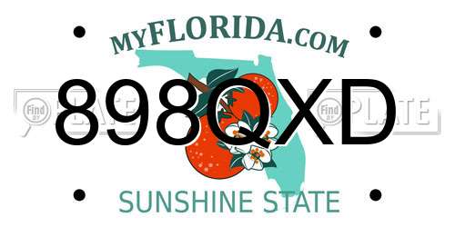 898QXD Florida License Plate