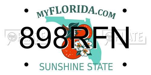 898RFN Florida License Plate