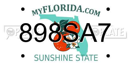 898SA7 Florida License Plate