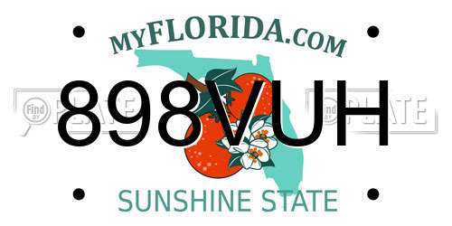 898VUH Florida License Plate