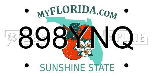 898YNQ Florida License Plate
