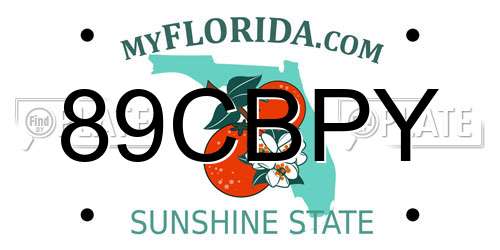 89CBPY Florida License Plate