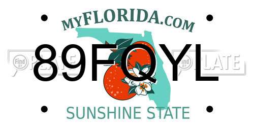 89FQYL Florida License Plate