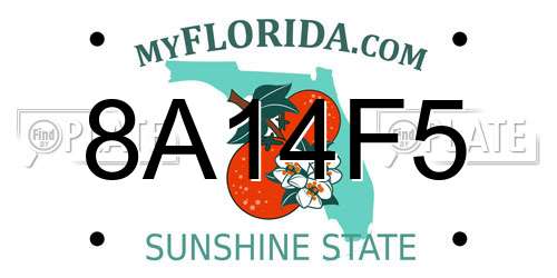 8A14F5 Florida License Plate