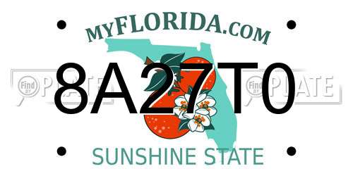 8A27T0 Florida License Plate
