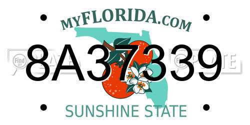 8A37339 Florida License Plate