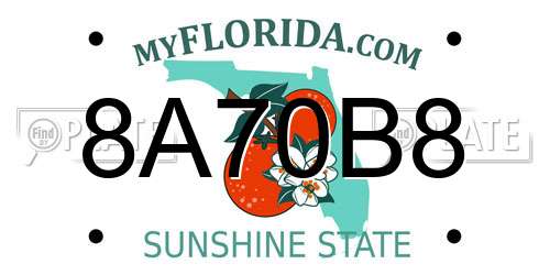 8A70B8 Florida License Plate