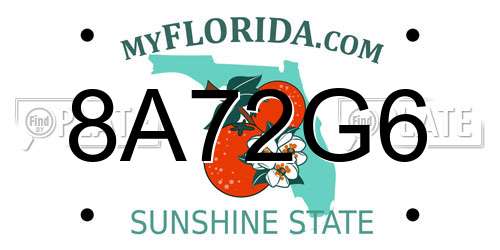 8A72G6 Florida License Plate