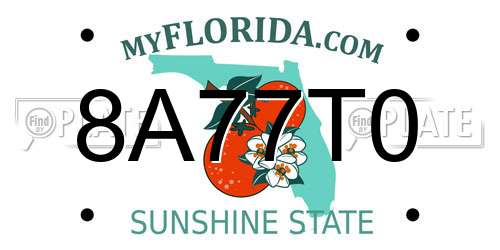 8A77T0 Florida License Plate