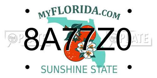 8A77Z0 Florida License Plate