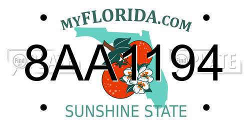 8AA1194 Florida License Plate