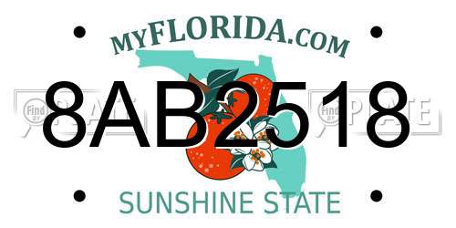 8AB2518 Florida License Plate