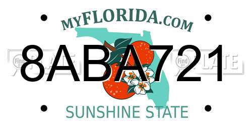 8ABA721 Florida License Plate