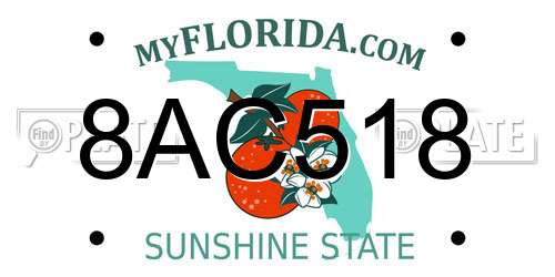 8AC518 Florida License Plate