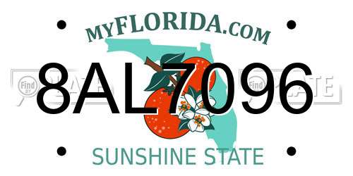 8AL7096 Florida License Plate
