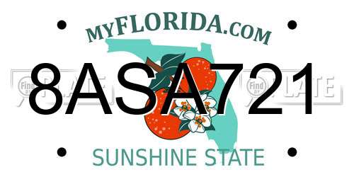 8ASA721 Florida License Plate