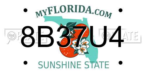 8B37U4 Florida License Plate