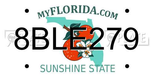 8BLE279 Florida License Plate