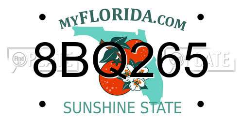 8BQ265 Florida License Plate