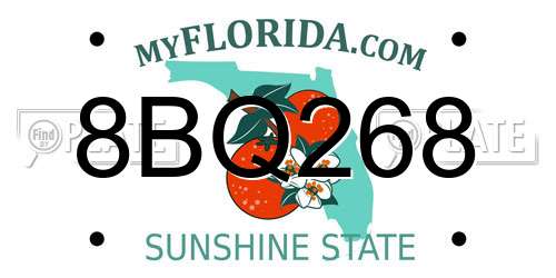 8BQ268 Florida License Plate