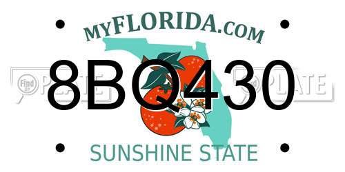 8BQ430 Florida License Plate