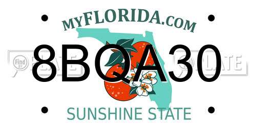 8BQA30 Florida License Plate
