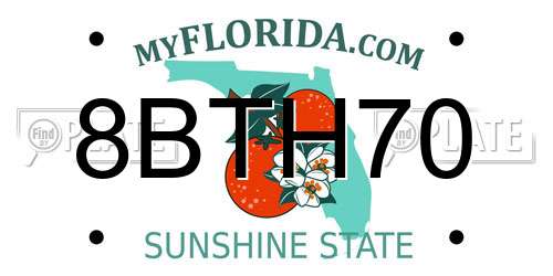 8BTH70 Florida License Plate
