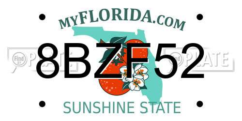 8BZF52 Florida License Plate