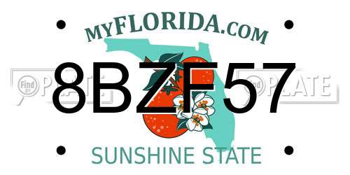 8BZF57 Florida License Plate