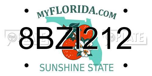 8BZI212 Florida License Plate