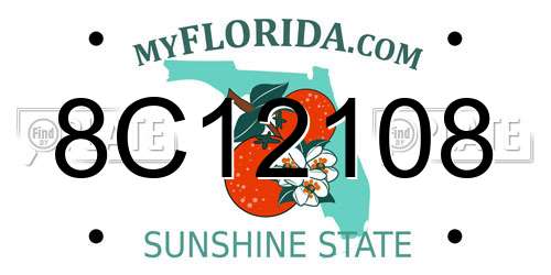8C12108 Florida License Plate