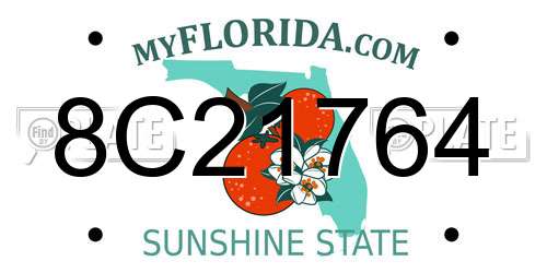 8C21764 Florida License Plate