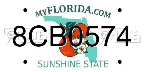 8CB0574 Florida License Plate