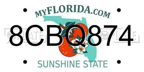 8CBQ874 Florida License Plate