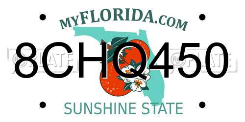 8CHQ450 Florida License Plate