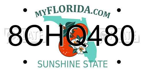 8CHQ480 Florida License Plate